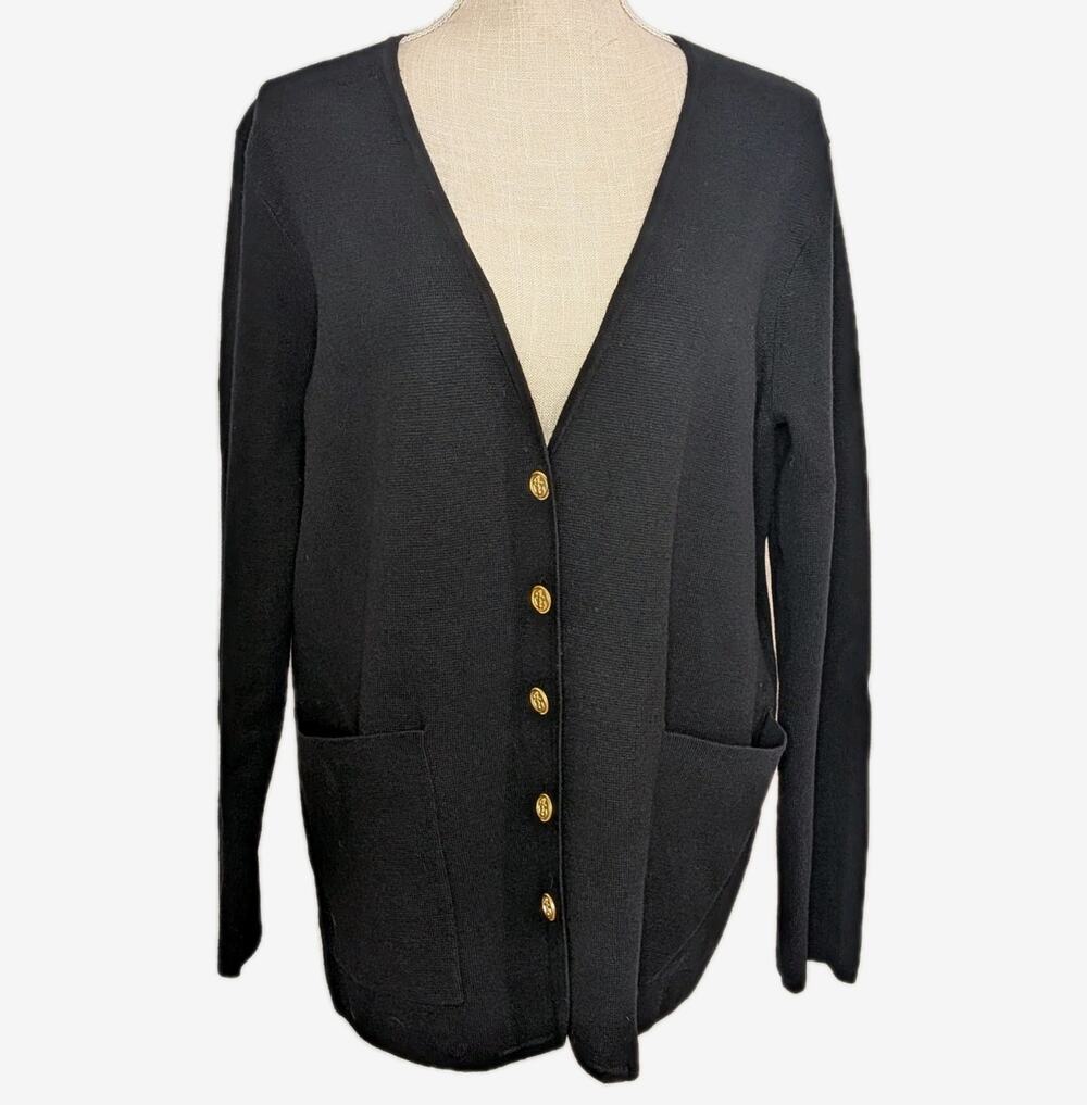 J.Crew Giselle 4 Button Sweater Blazer Pockets Black Sz S Merino Blend Nautical